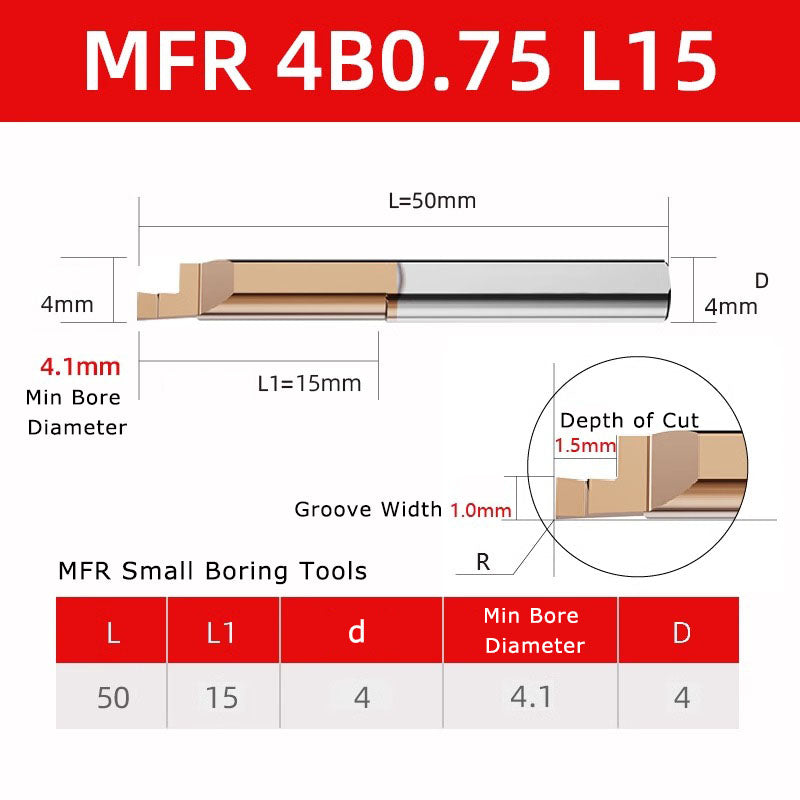 4051 MFR tungsten steel end face slot cutter, small diameter inner hole boring cutter, hard integral alloy small hole end face CNC MFL turning tool holder Shandong Denso Pricision Tools Co.,Ltd.